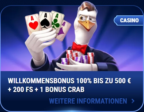 Wingaga Casino Willkommensbonus: 100% bis 500€ + 200 FS