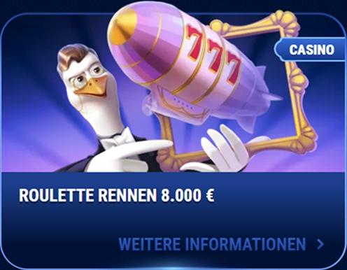Roulette Rennen 8.000 € im Wingaga Casino