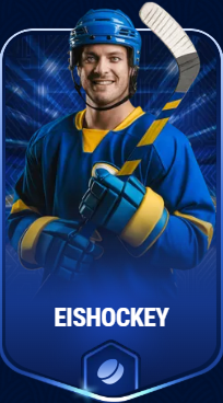 Eishockey Spieler im blauen Trikot mit Schläger